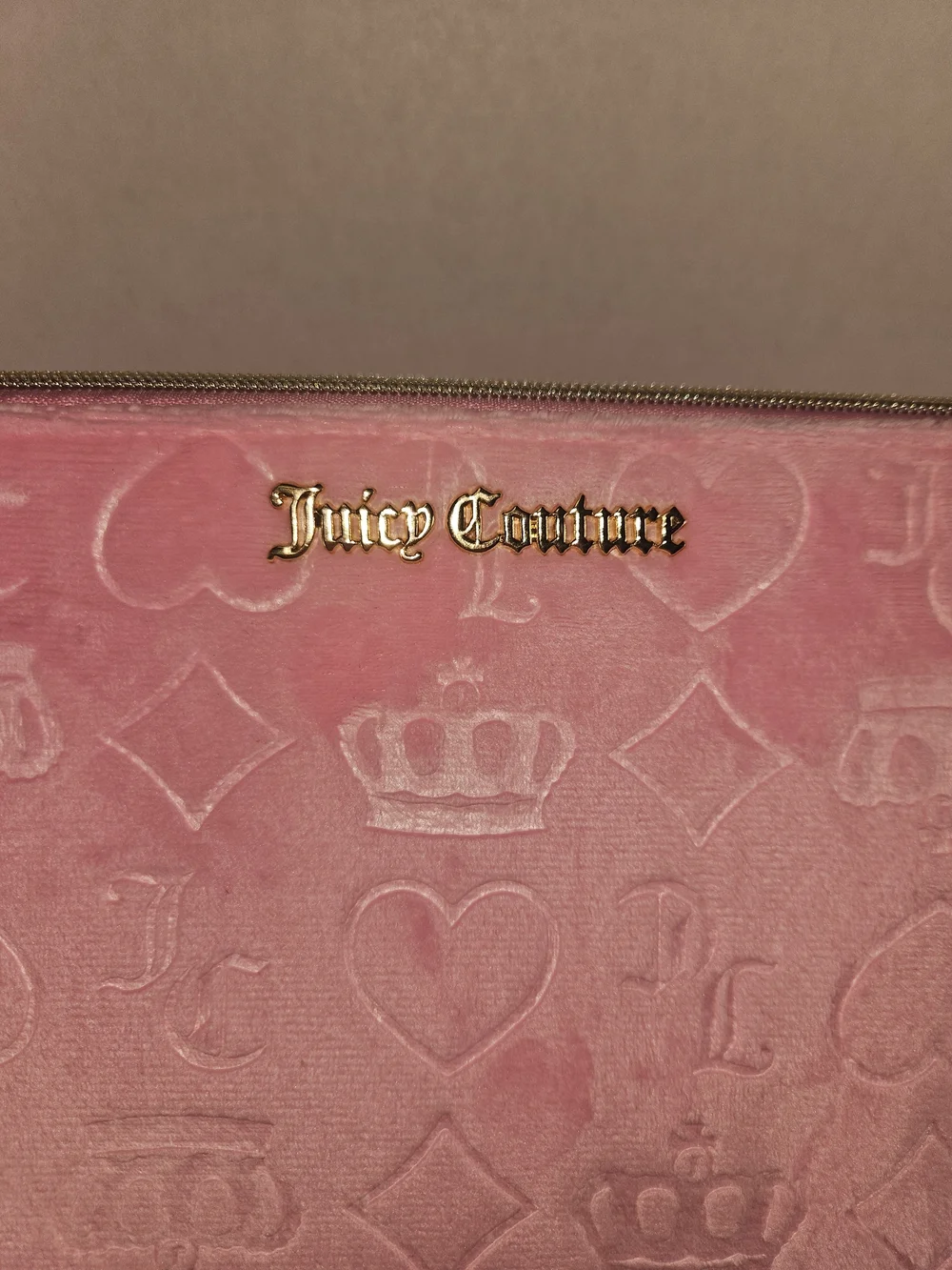 NWT Juicy Couture Pink Velvet Logo Cosmetic Pouch